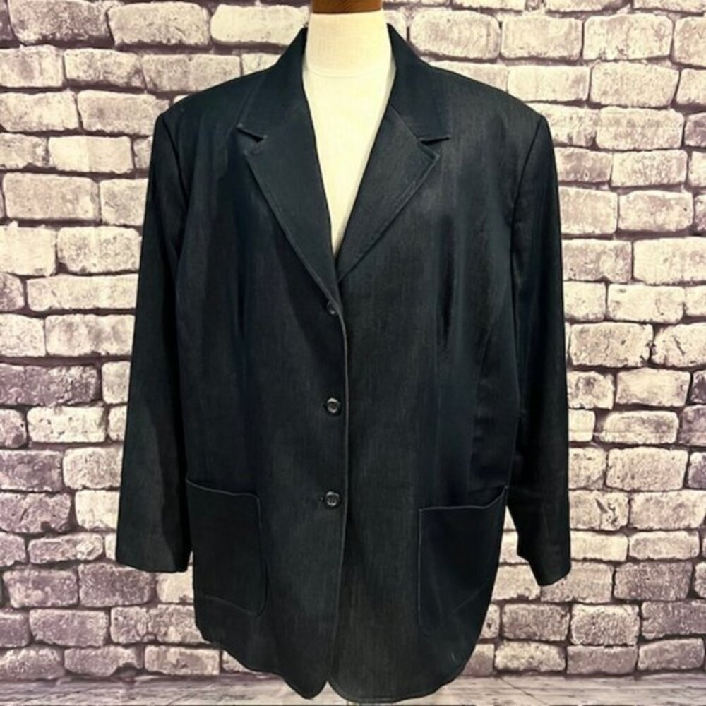 Nygard Blue Button Down Fully Lined Long Sleeve Blazer Jacket Size 22